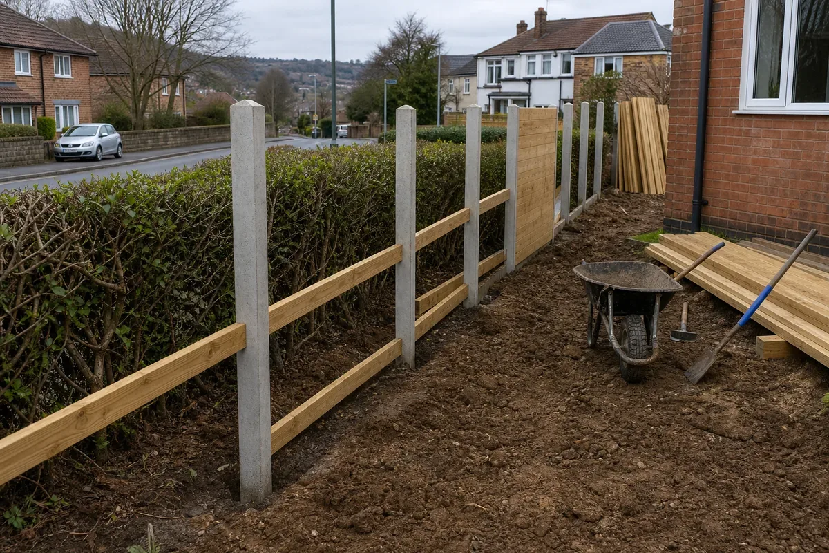 Fence installation work at a Sheffield property